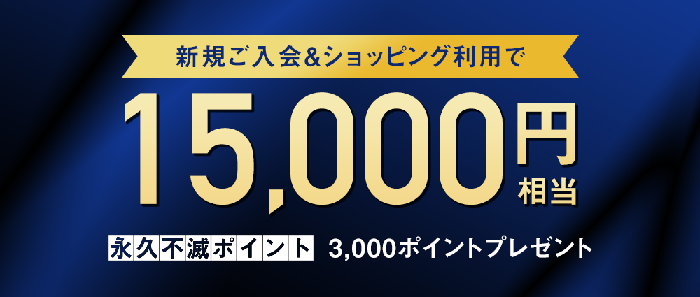 カード発行月の3か月後の月末までに30万円(税込)以上のご利用で永久不滅ポイント3,000ptプレゼント